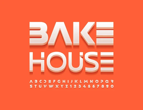 Vector Bright Logo Bake House White Font Modern Set Alphabet — Image vectorielle