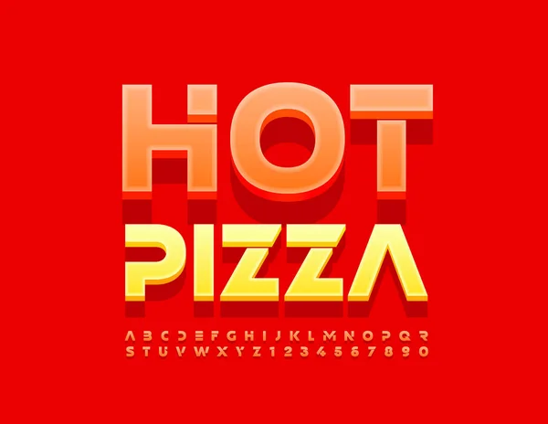 Vector Tasty Emblem Hot Pizza Bright Modern Font Futuristic Alphabet — Vetor de Stock