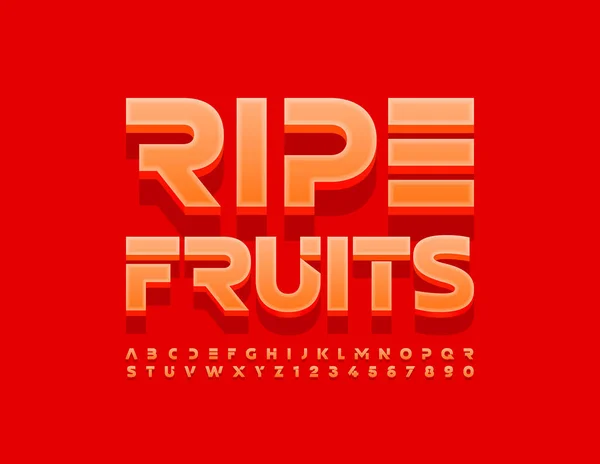 Vector Bright Sign Ripe Fruits Sticker Style Font Creative Set — Stockvector