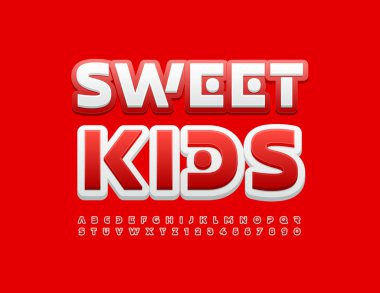 Vector showy logo, color inscription Sweet Kids, Alphabet Letters, Numbers and Symbols. Colorful Retro Font. clipart