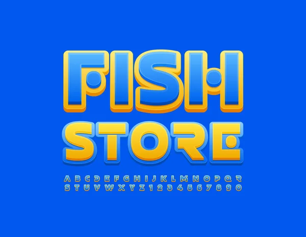 Vector Auffälliges Logo Farbige Beschriftung Fish Store Alphabet Buchstaben Zahlen — Stockvektor