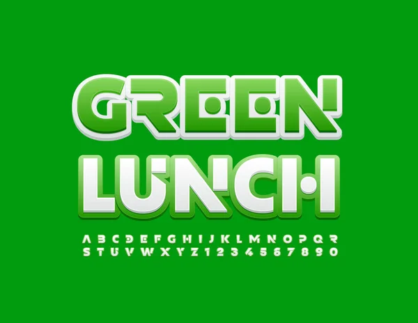 Вектор Показує Логотип Кольоровий Напис Green Lunch Alphabet Letters Numbers — стоковий вектор