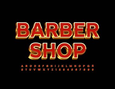Vektör menekşe pankart berber dükkanı. Modern 3 boyutlu yazı tipi. Minimalist Alfabe Harfleri ve Sayıları