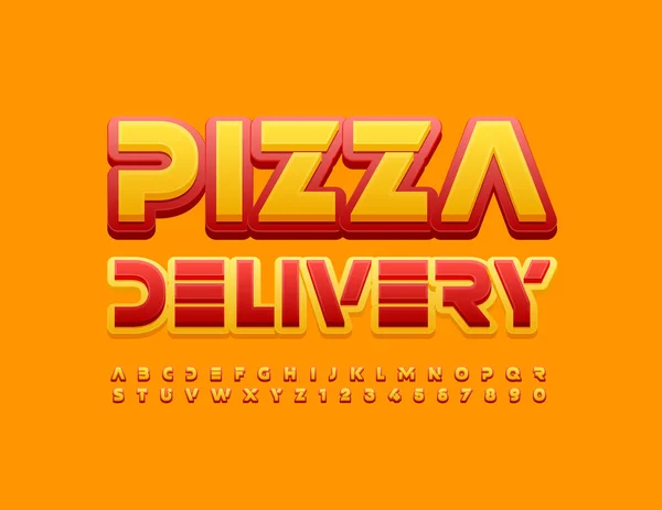 Vector Modern Logo Pizza Delivery Set Trendy Alphabet Letters Numbers — Stock Vector