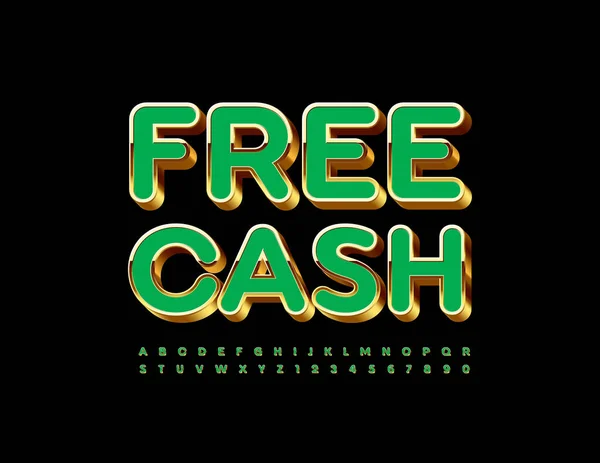 Векторный Бизнес Знак Free Cash Роскошный Зеленый Золотой Шрифт Набор — стоковый вектор