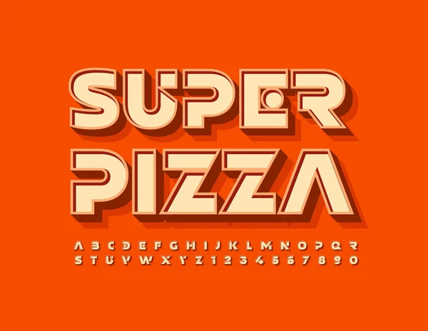 Vektor Kávézó Sablon Super Pizza Elegáns Stílusú Font Étterem Retro — Stock Vector