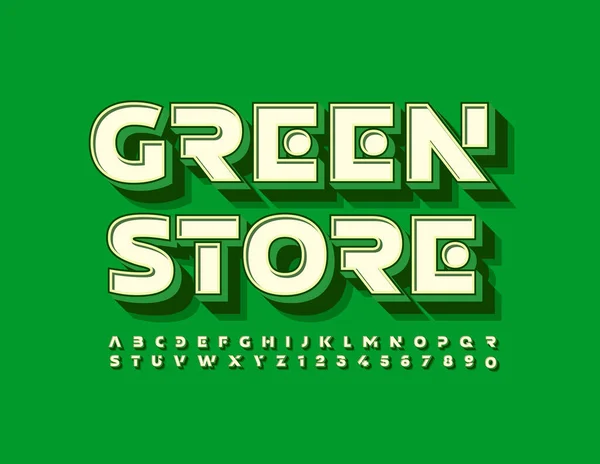 Vector Helles Emblem Green Store Stilvolle Schrift Mit Schatten Einfache — Stockvektor