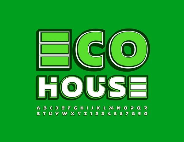 Logo Vectorial Con Texto Eco House Fuente Texturizada Conjunto Letras — Vector de stock