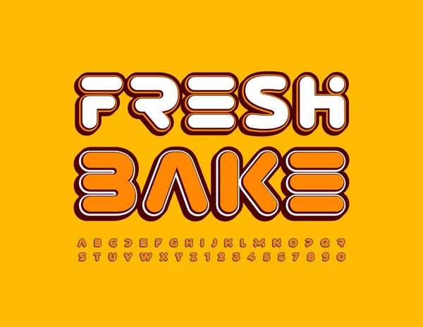 Vector Saboroso Emblema Fresh Bake Conjunto Letras Números Símbolos Brilhantes — Vetor de Stock