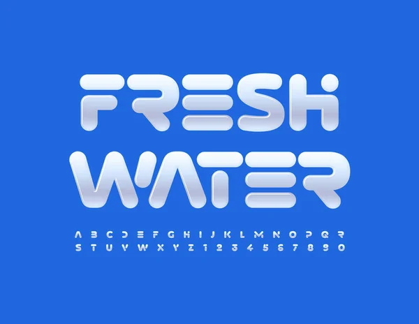 Vector Logotipo Moderno Água Doce Fonte Estilo Digital Branco Brilhante — Vetor de Stock