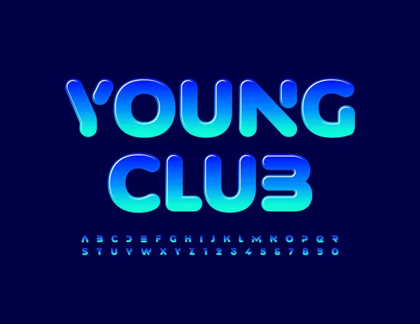 Векторный Творческий Баннер Young Club Синий Градиентный Шрифт Глянцевый Набор — стоковый вектор