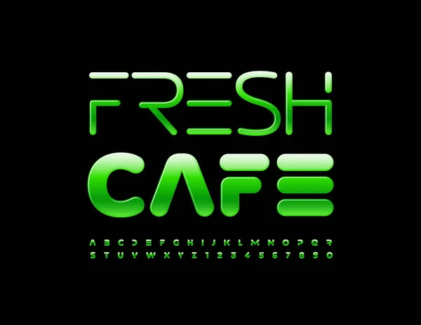 Vector Brillante Banner Fresh Café Fuente Verde Con Estilo Letras — Archivo Imágenes Vectoriales