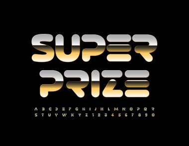 Vektör prim işareti Süper Ödül. Elit, zarif yazı tipi. Altın Alfabe Harfleri ve Sayıları Ayarlandı