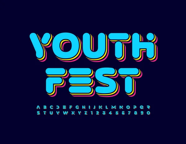 영화의 제목은 Youth Fest Bright Font 층층이 편지와 — 스톡 벡터