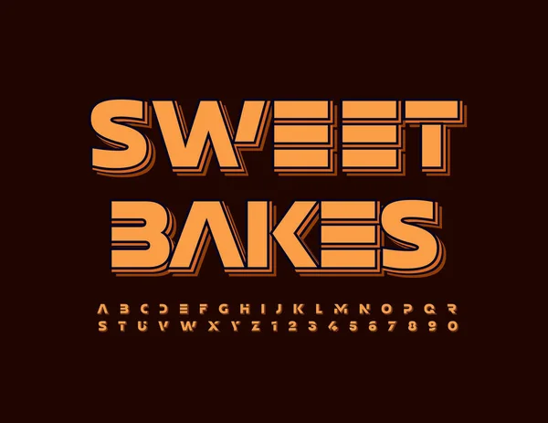 Vector Heerlijk Teken Sweet Bakes Trendy Gelaagde Lettertype Creatief Alfabet — Stockvector