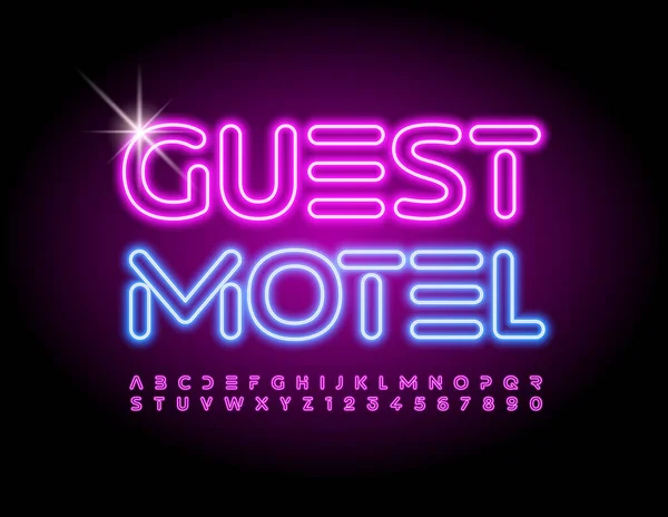 Vettoriale Moderno Segno Guest Motel Con Set Adesivi Alfabeto Lettere — Vettoriale Stock