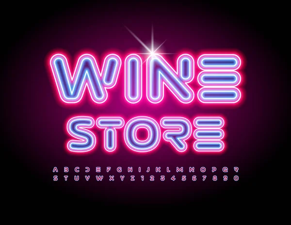 Vector Bandeira Brilhante Wine Store Fonte Elétrica Vermelha Letras Números — Vetor de Stock