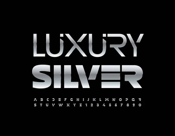 Vector Trendy Sign Luxus Silber Elegante Hochglanzschrift Silber Alphabet Buchstaben — Stockvektor