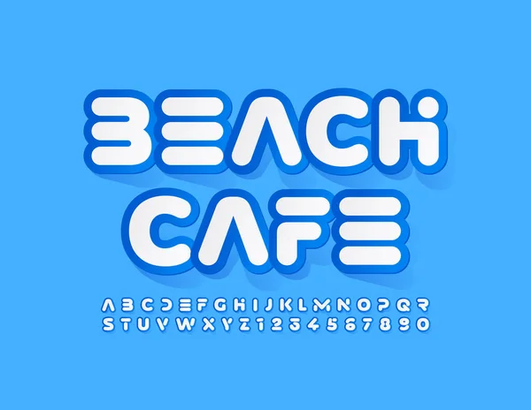 Modern Font Vector Logo Beach Cafe Mavi Alfabe Harfleri Sayıları — Stok Vektör