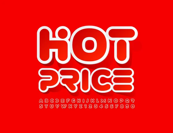 Banner Promozionale Vettoriale Hot Price Carattere Rosso Brillante Set Lettere — Vettoriale Stock