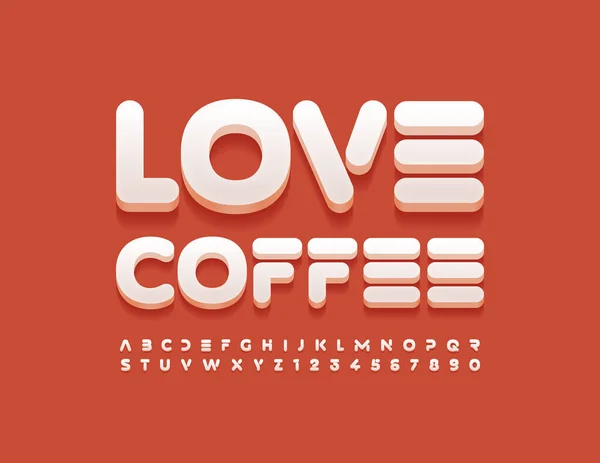 Vektor Moderní Banner Love Coffee Abecední Písmena Čísla Stylu Techno — Stockový vektor