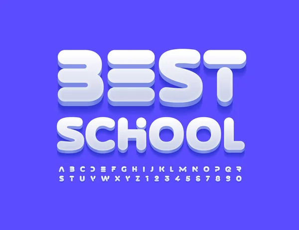Vector Emblema Mejor Escuela Fuente Azul Abstracta Conjunto Creativo Letras — Vector de stock