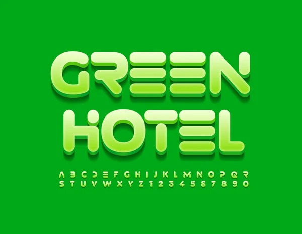 Вектор Екологічна Концепція Green Hotel Сучасний Шрифт Креативний Набір Літер — стоковий вектор