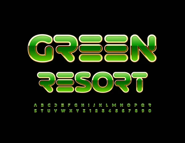 Signe Affaires Vectoriel Green Resort Polices Vert Brillant Ensemble Lettres — Image vectorielle