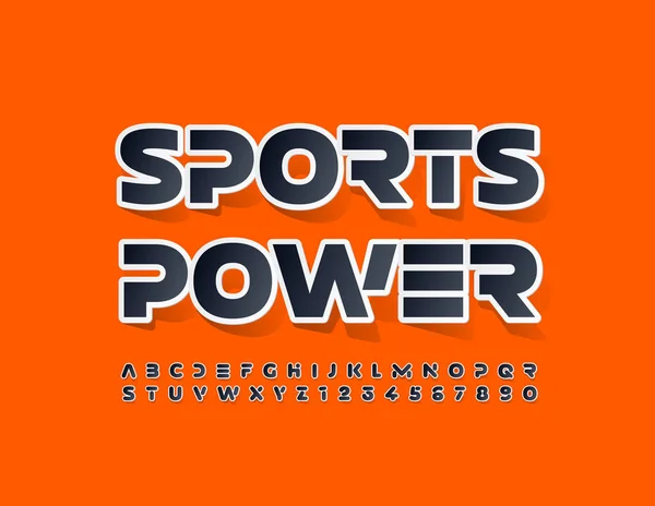 Znak Motywacji Wektorowej Sport Power Czarna Naklejka Font Litery Cyfry — Wektor stockowy