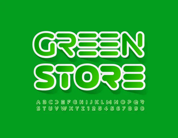 矢量明亮的标志绿色商店 风格时尚的3D字体与Shadow 古今简写字母 数字及符号 — 图库矢量图片