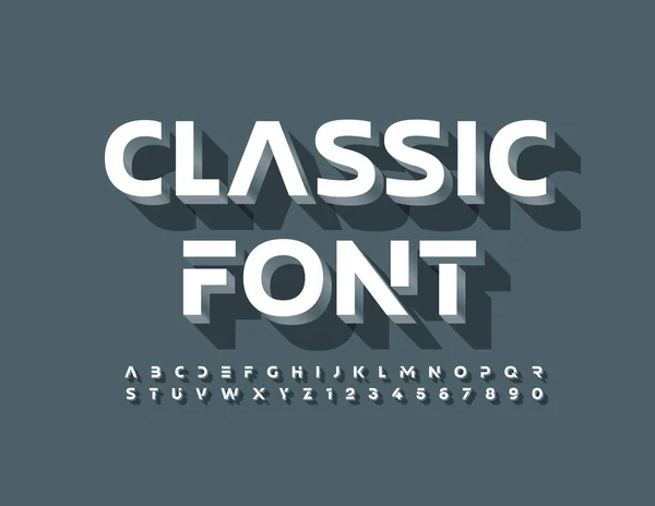 Fuente Clásica Vector Estilo Retro Alfabeto Letras Números Símbolos — Vector de stock