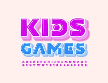 Renkli Çocuk Oyunları. Parlak Komik Yazı Tipi. Yaratıcı Alfabe Harfleri ve Sayıları.