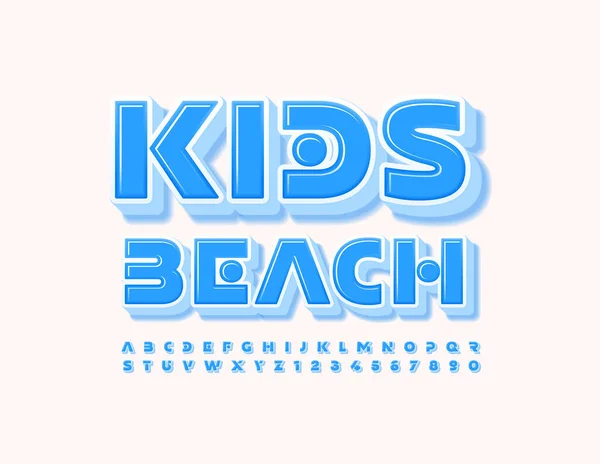 Vector Bonito Emblema Kids Beach Fonte Moderna Criativa Letras Números —  Vetores de Stock