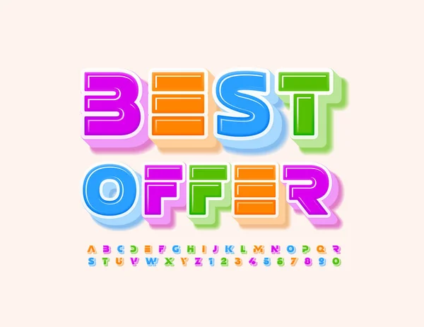 Volante Negocios Vectorial Mejor Oferta Bold Font Brillante Conjunto Letras — Vector de stock