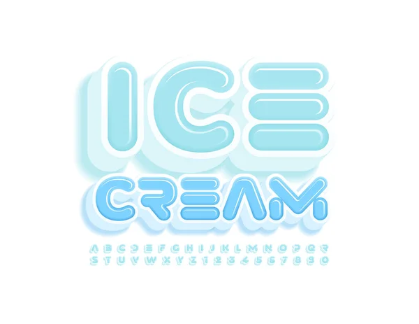 Vector Blue Sign Ice Cream Modern Glossy Font Artistic Alphabet — Stock Vector