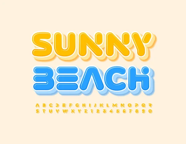 Emblema Festa Vettoriale Sunny Beach Lettere Numeri Dell Alfabeto Creativo — Vettoriale Stock