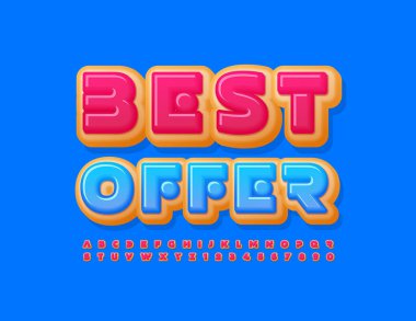 Vektör işi broşürü En iyi teklif. Kalın parlak yazı tipi. 3B modern Harfler ve Sayılar kümesi