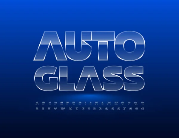 Señal Negocio Vectorial Auto Glass Brillante Creativo Alfabeto Letras Números — Archivo Imágenes Vectoriales