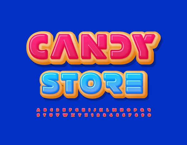 Vector Colorlul Sign Candy Store Brincalhão Bright Font Letras Números — Vetor de Stock