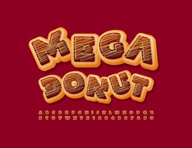 Vector Mega Çikolatalı Donut Font. Lezzetli bir alfabe. Lezzetli Harfler ve Rakamlar