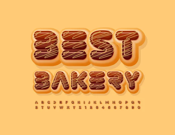 Векторний Бізнес Логотип Найкраща Пекарня Шоколадний Глазурований Шрифт Набір Солодких — стоковий вектор