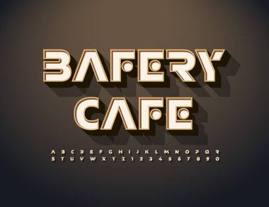 3 boyutlu retro fontlu vektör logotype Fırın Kafesi. Klasik biçim izometrik harfler, sayılar ve semboller 