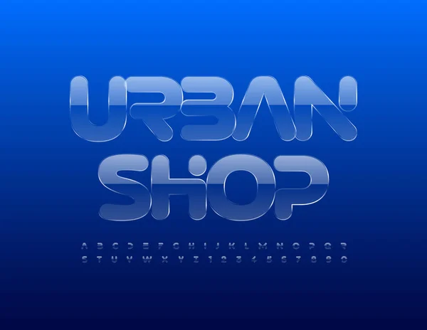 Vector Business Sign Urban Shop Glas Getextureerd Lettertype Helder Kristal — Stockvector