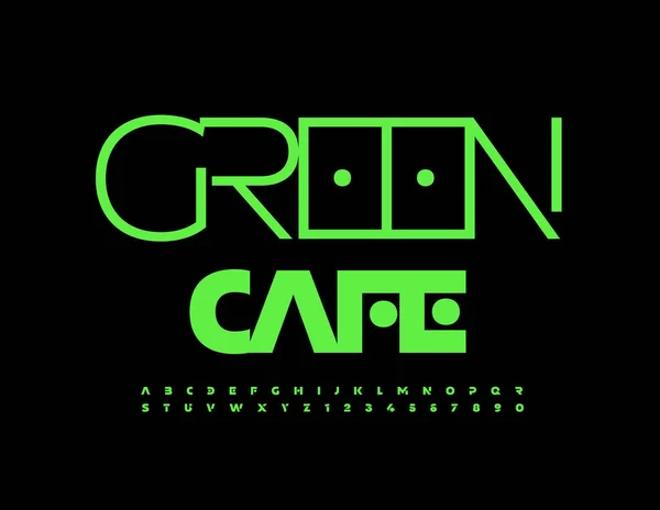 Vektorhelle Sign Green Cafe Trendy Grüne Schrift Künstlerisches Alphabet Buchstaben — Stockvektor