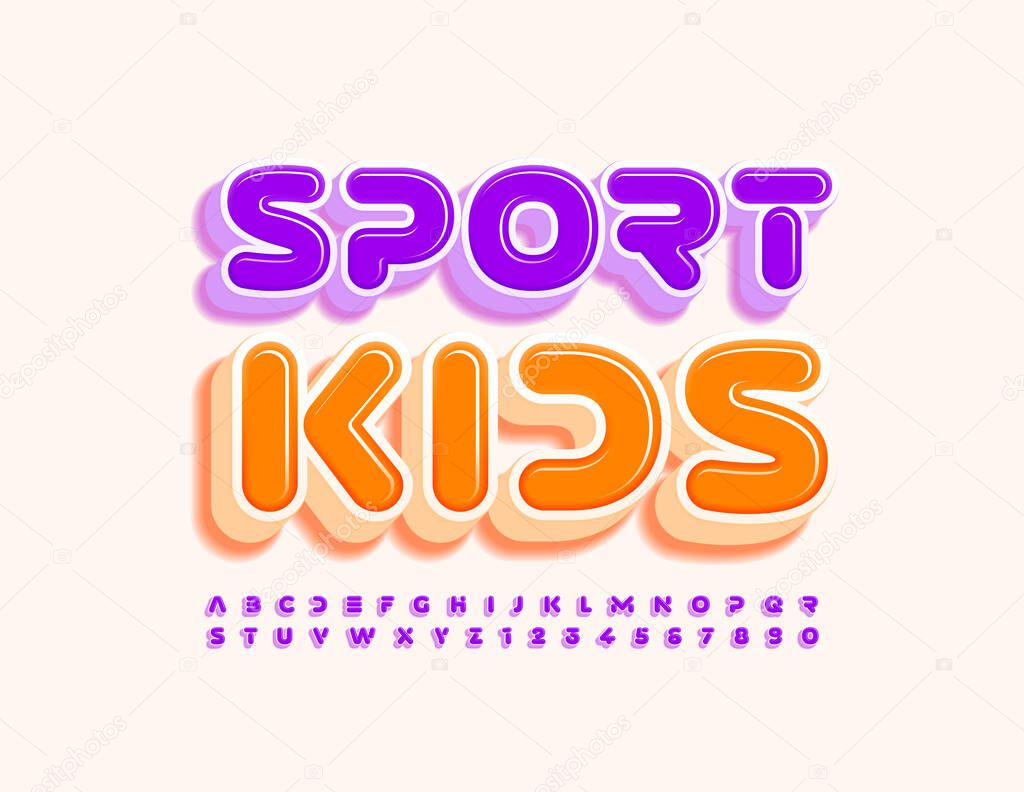 Vector Bright Logo Sport Kids. Original 3D Font. Creative Alphabet Letters and Numbers set