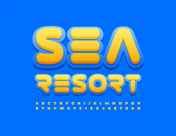 Vector Bright Znak Sea Resort Unikalne Kolorowe Czcionki Kreatywny Zestaw — Wektor stockowy