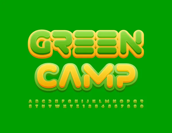 Vector Eco Sign Green Camp Con Conjunto Letras Números Creativos — Vector de stock