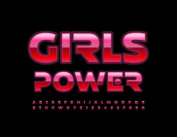 ベクトルモチベーションポスター Girls Power 明るい未来フォント ピンクアルファベット文字と数字セット — ストックベクタ