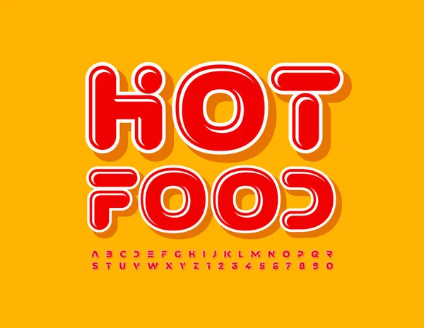 Vector Sabroso Emblema Hot Food Fuente Brillante Moda Conjunto Letras — Archivo Imágenes Vectoriales