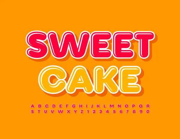 Vector Tasty Emblem Sweet Cake Glossy Yellow Font Bright Alphabet — Stock Vector